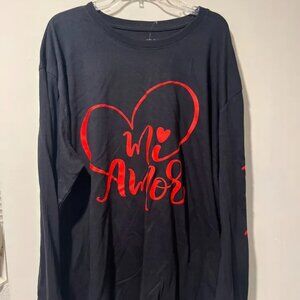 Unisex Black Longsleeve Shirt "Mi Amor" Size 2XL, SpaceGirlz Brand, Unworn